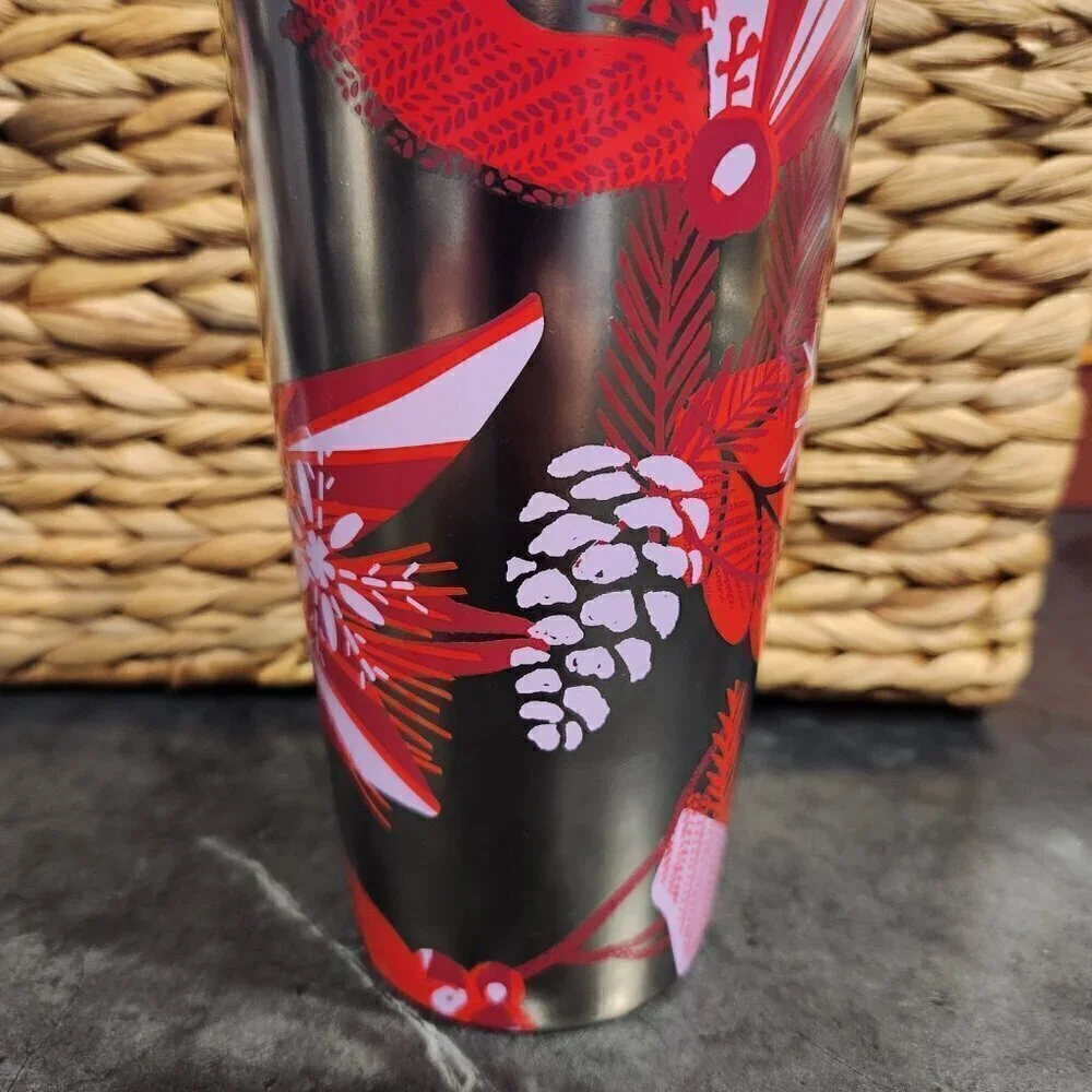 Starbucks Ceramic 2021 Holiday Tumbler 12 Oz  Purple/Red/Silver with lid.